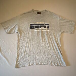 VTG ESPN Zone Shirt Mens ?XL? Gray Embroidered Distressed Thrashed Worn Y2K
